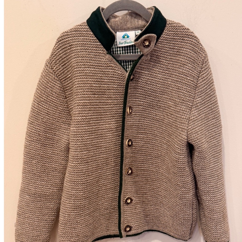 Isar Trachten Kids Cardigan 116 German Bavarian Wool Blend Sweater Green NWOT